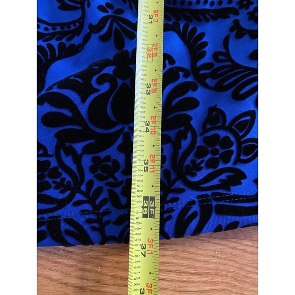 Siouni & Zar Sleeveless Size 14 Blue & Black Floral Velvet Dress With Pockets - Picture 11 of 11
